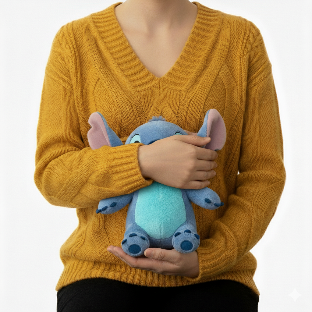 Official Disney Stitch Hot Water Bottle Soft Plush Cover for Comfort & Pain Relief